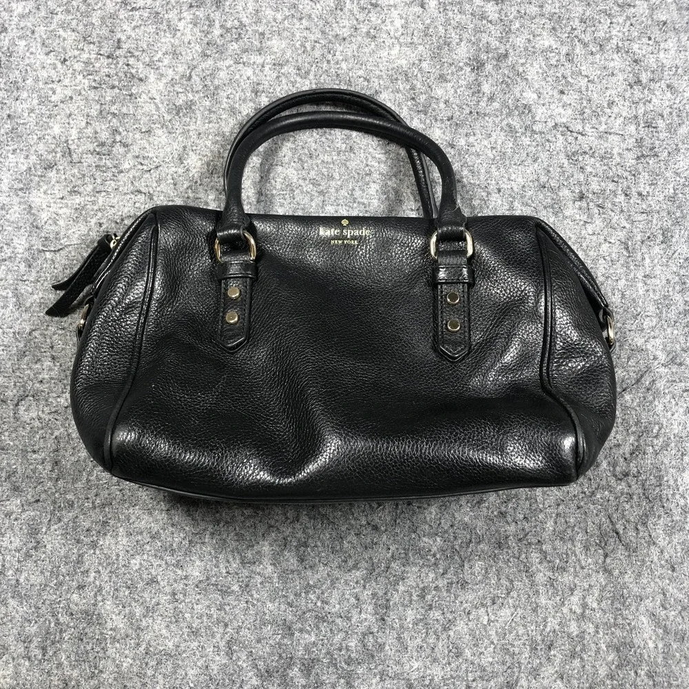 Kate Spade Satchel Bag Womens Medium Black Leather Top Handle Zip Shoulder Purse